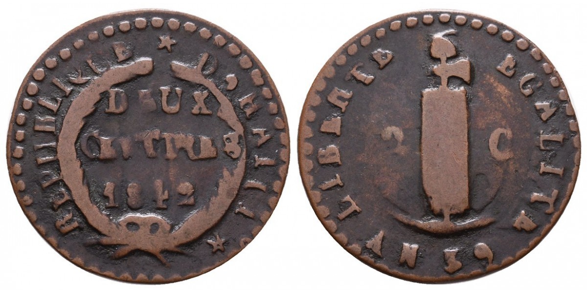 Haití. 2 centimes. 1842