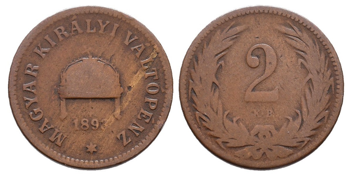 Hungría. 2 filler. 1893