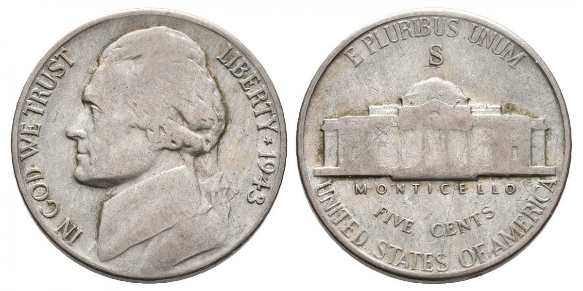 Estados Unidos. 5 cents. 1943 S