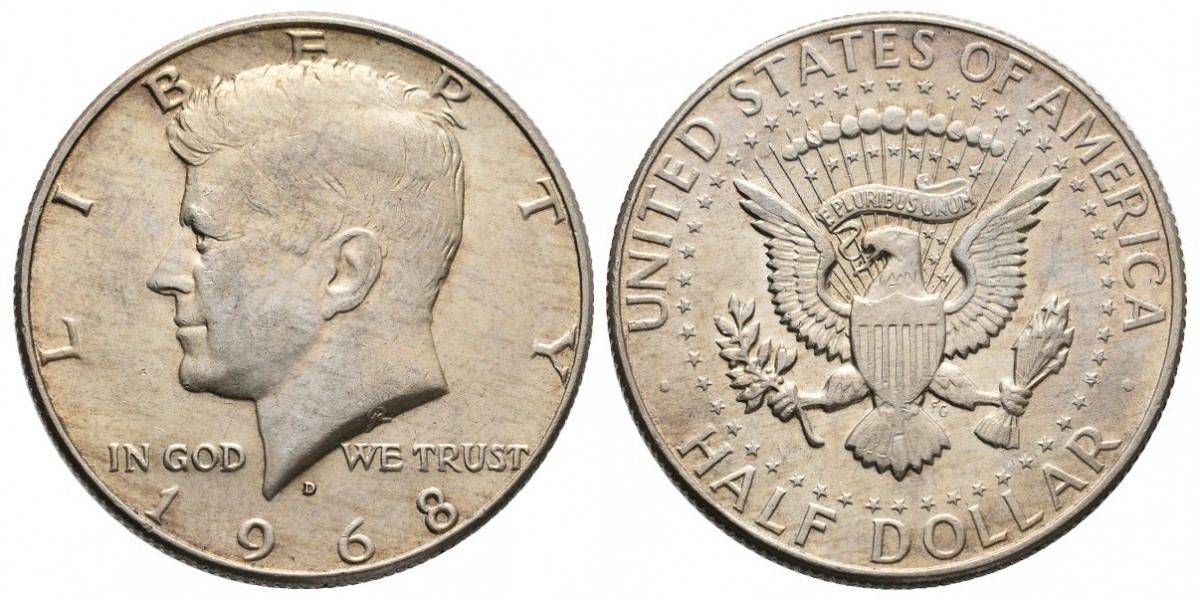 Estados Unidos. 1/2 dollar. 1968 D