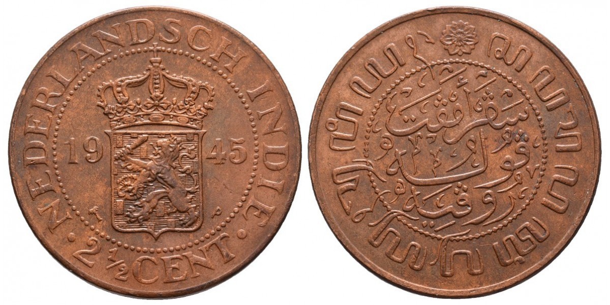 India Holandesa. 2 1/2 cent. 1945 P