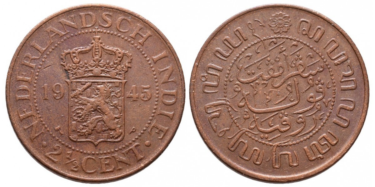 India Holandesa. 2 1/2 cents. 1945