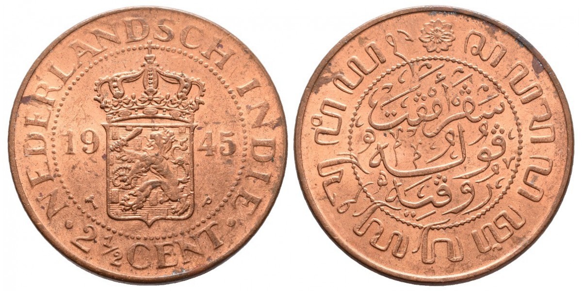 India Holandesa. 2 1/2 cents. 1945 P