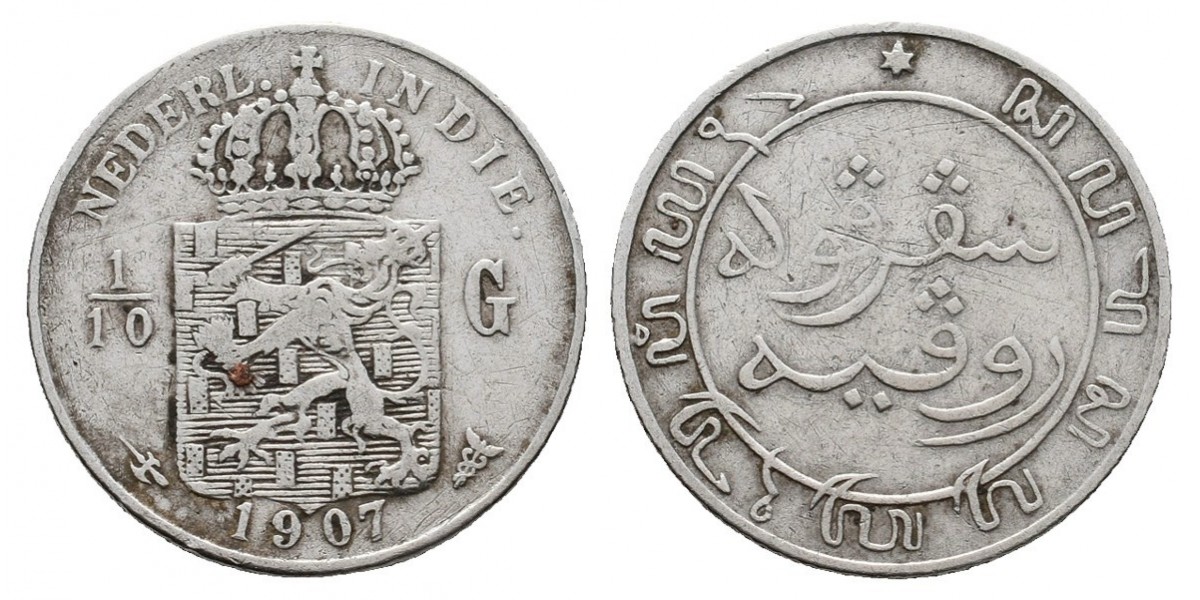 Indias Holandesas. 1/10 gulden. 1907
