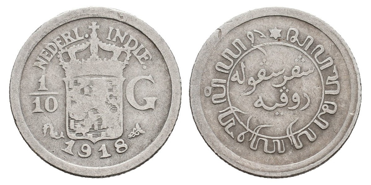 Indias Holandesas. 1/10 gulden. 1918