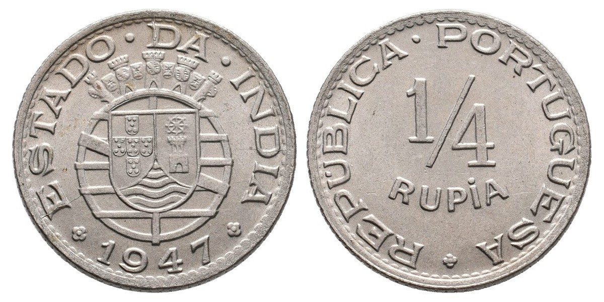 India Portuguesa. 1/4 rupia. 1947