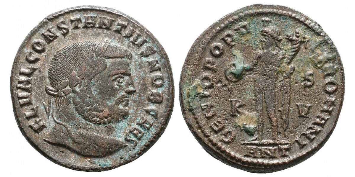 Constancio I. Follis. 305-306 d.C.. Antioquía