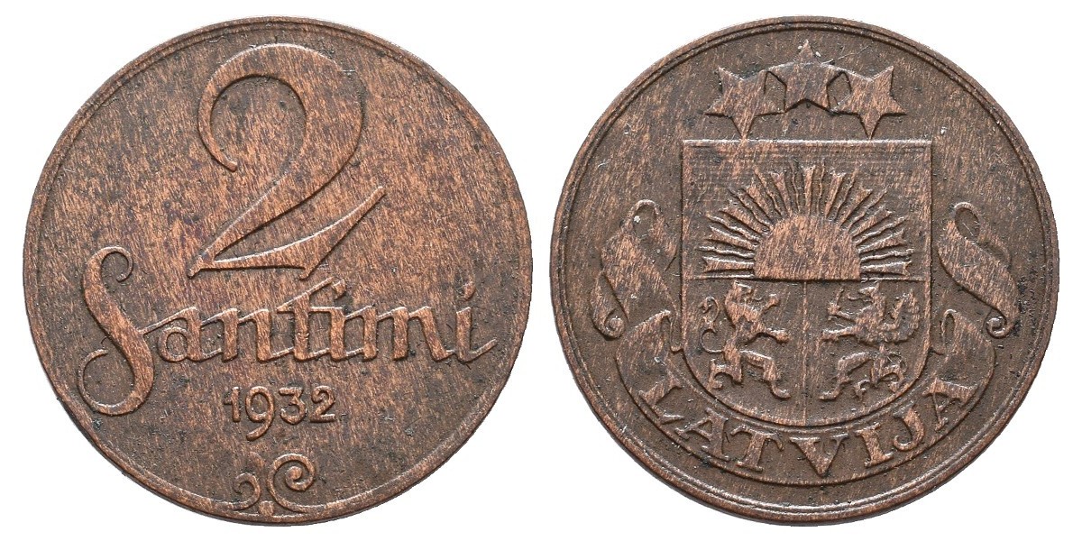 Letonia. 2 santimi. 1932