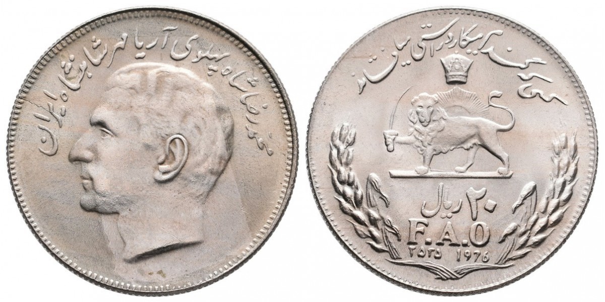 Irán. 20 rials. 1976