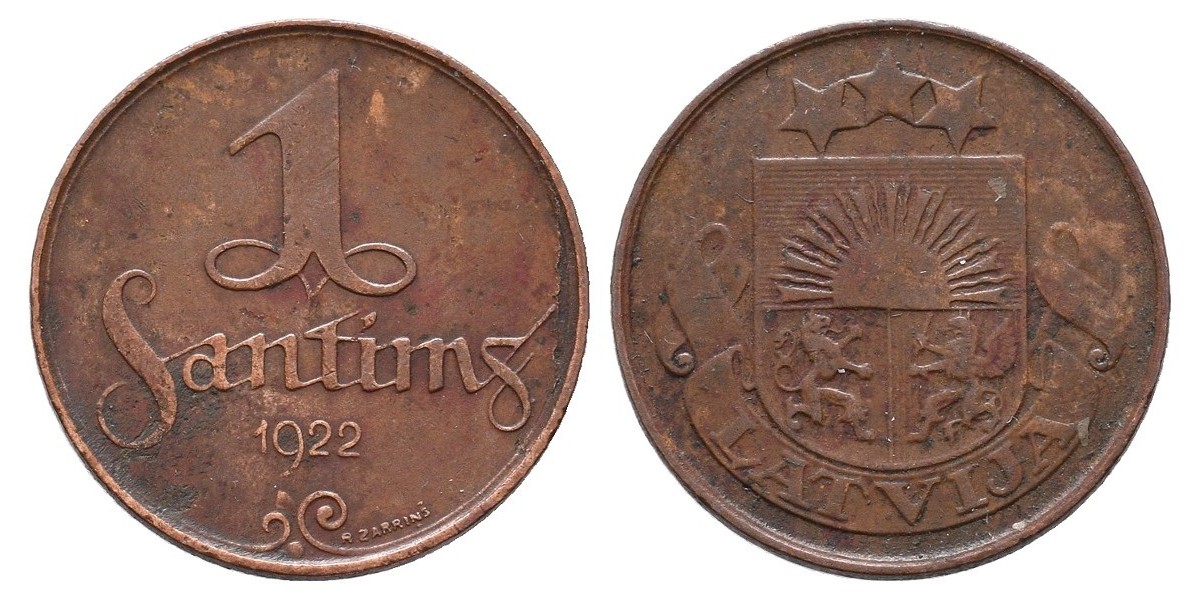 Letonia. 1 santims. 1922