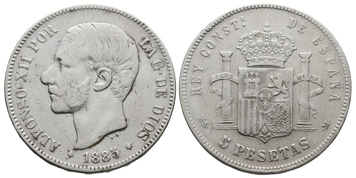 Alfonso XII. 5 pesetas. 1885*-87. Madrid