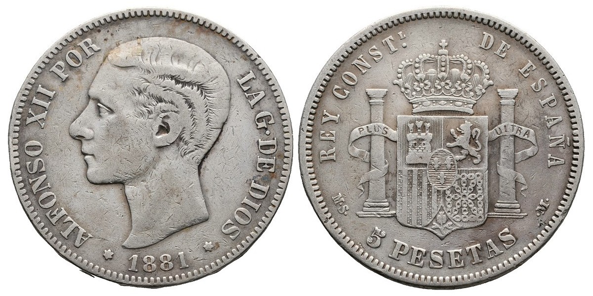 Alfonso XII. 5 pesetas. 1881. Madrid