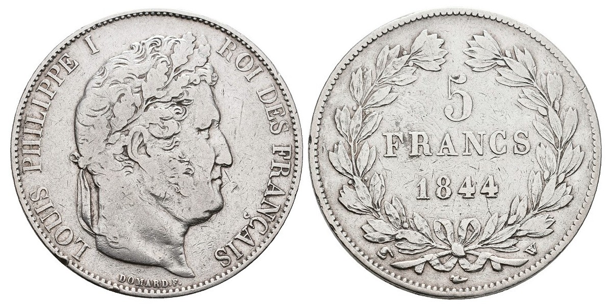 Francia. 5 francs. 1844 W