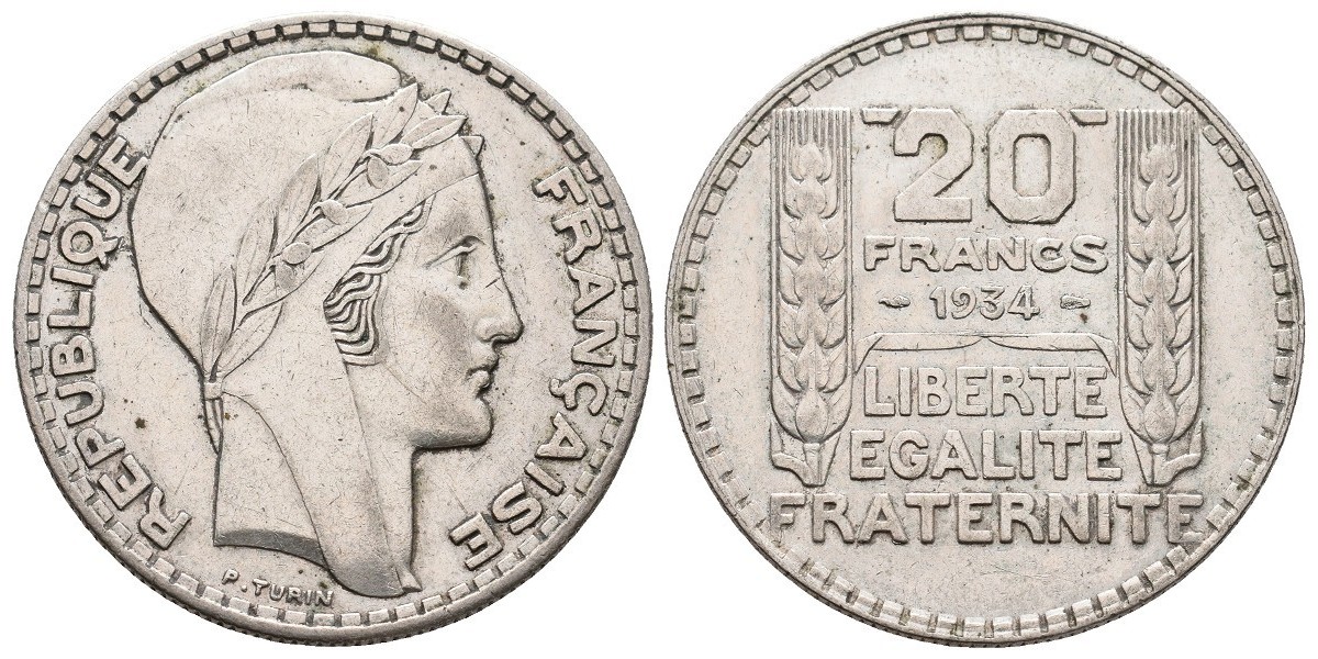 Francia. 20 francs. 1934