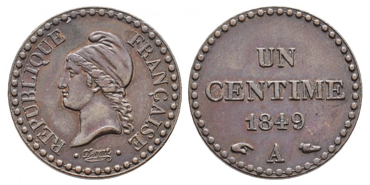 Francia. 1 centimes. 1849 A