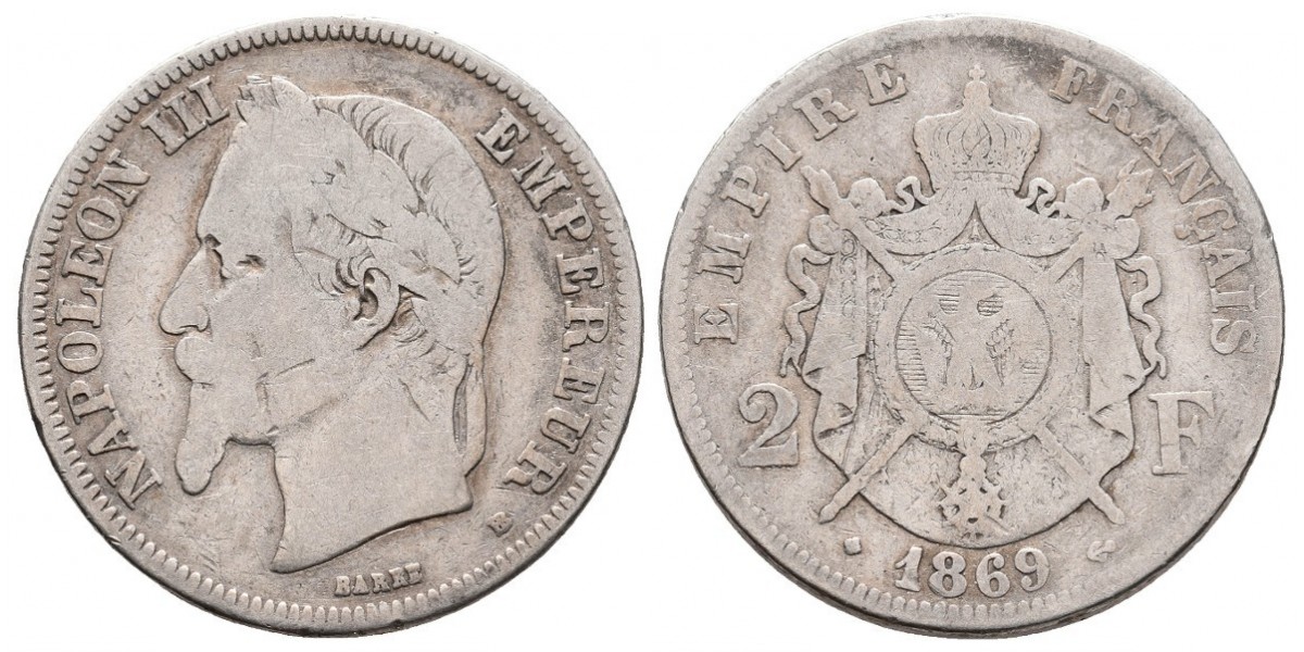 Francia. 2 francs. 1869 BB
