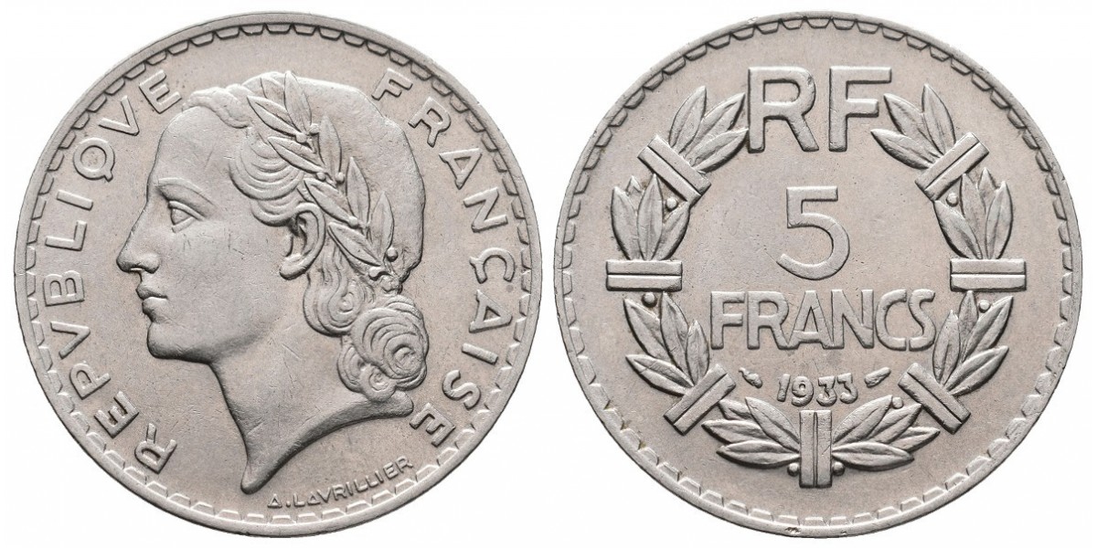 Francia. 5 francs. 1933