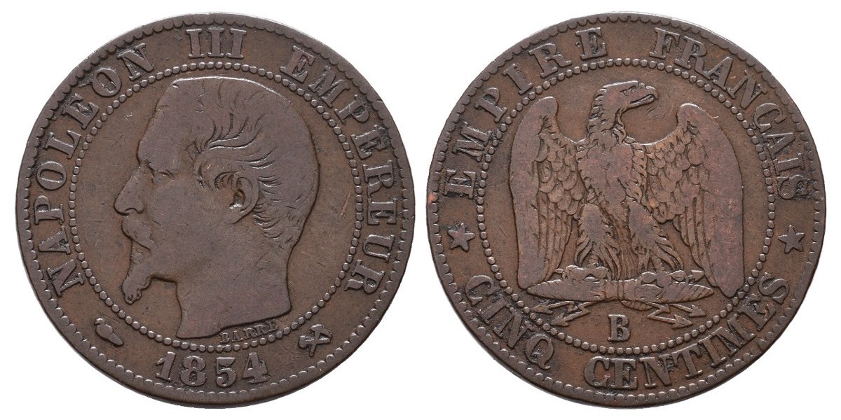 Francia. 5 centimes. 1854 B