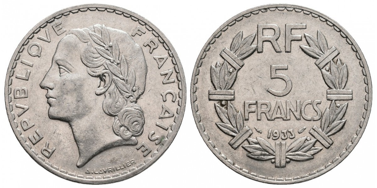 Francia. 5 francs. 1933
