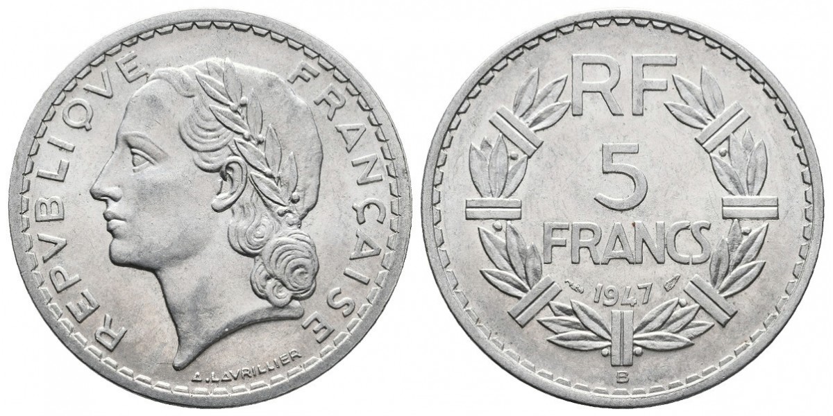 Francia. 5 francs. 1947 B