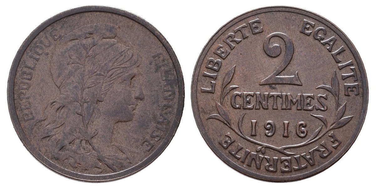Francia. 2 centimes. 1916