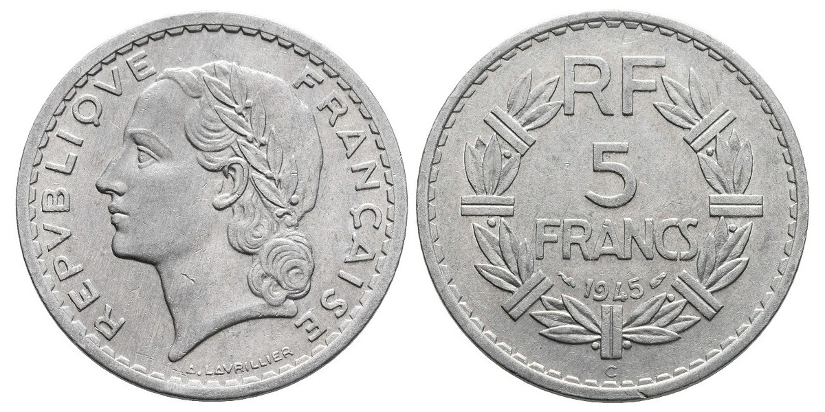Francia. 5 francs. 1945 C