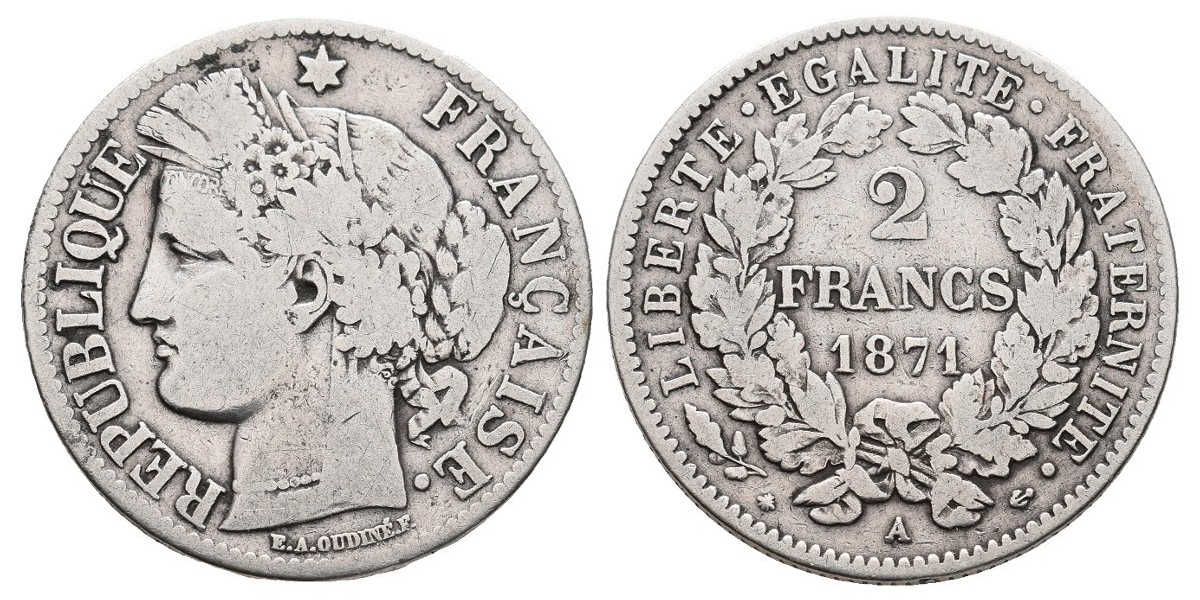 Francia. 2 francs. 1871 A grande