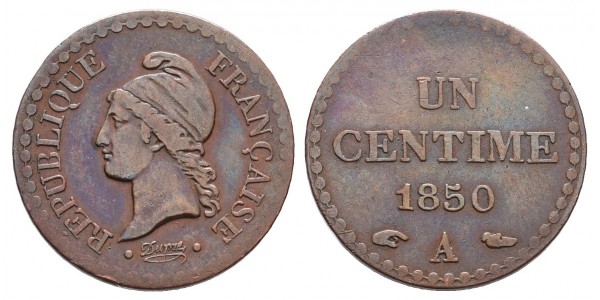 Francia. 1 centime. 1850 A