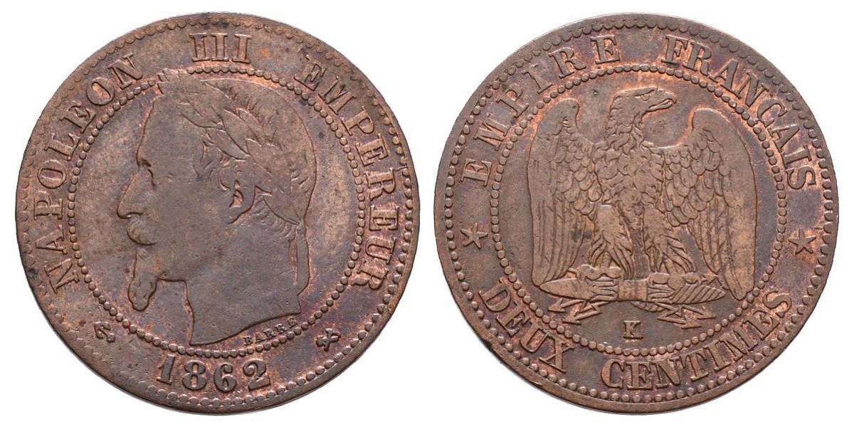 Francia. 2 centimes. 1862 K