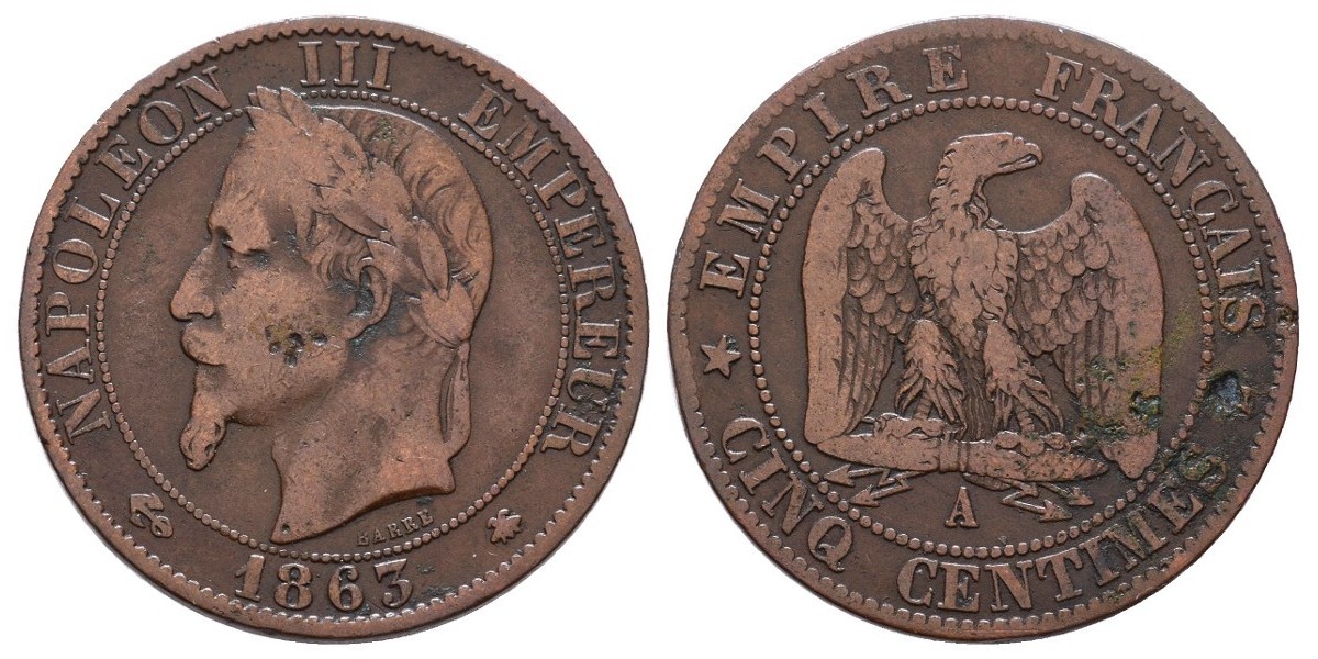 Francia. 5 centimes. 1863 A