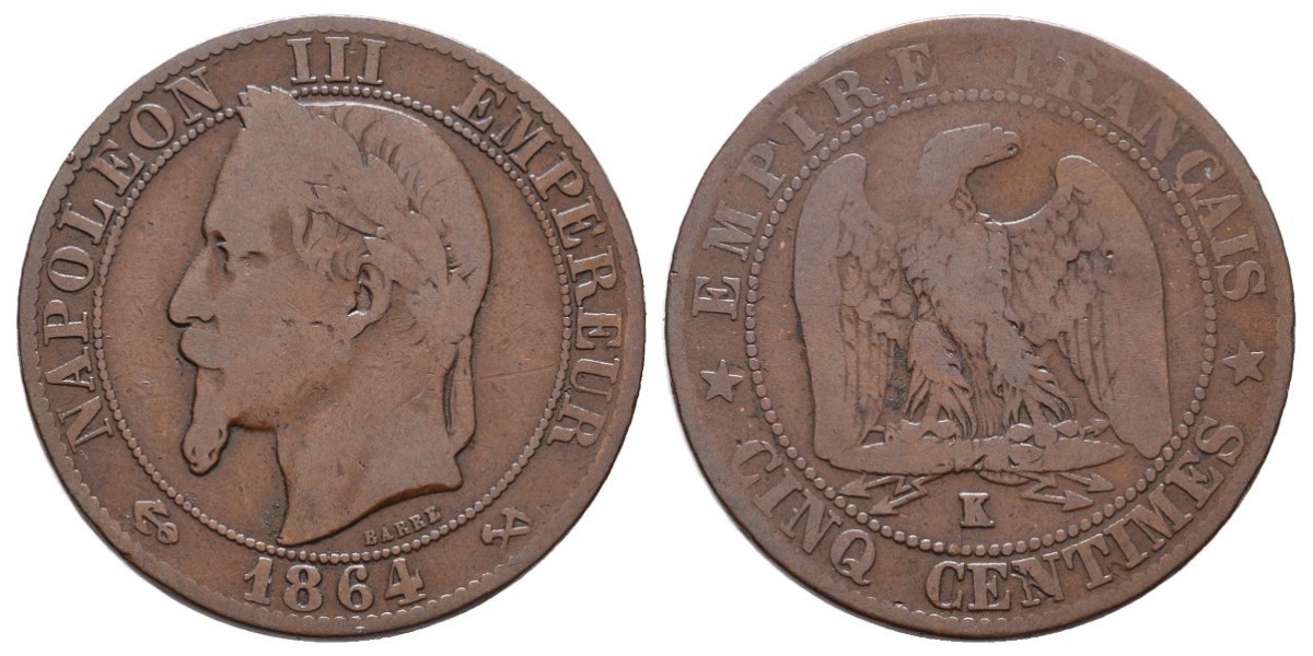 Francia. 5 centimes. 1864 K