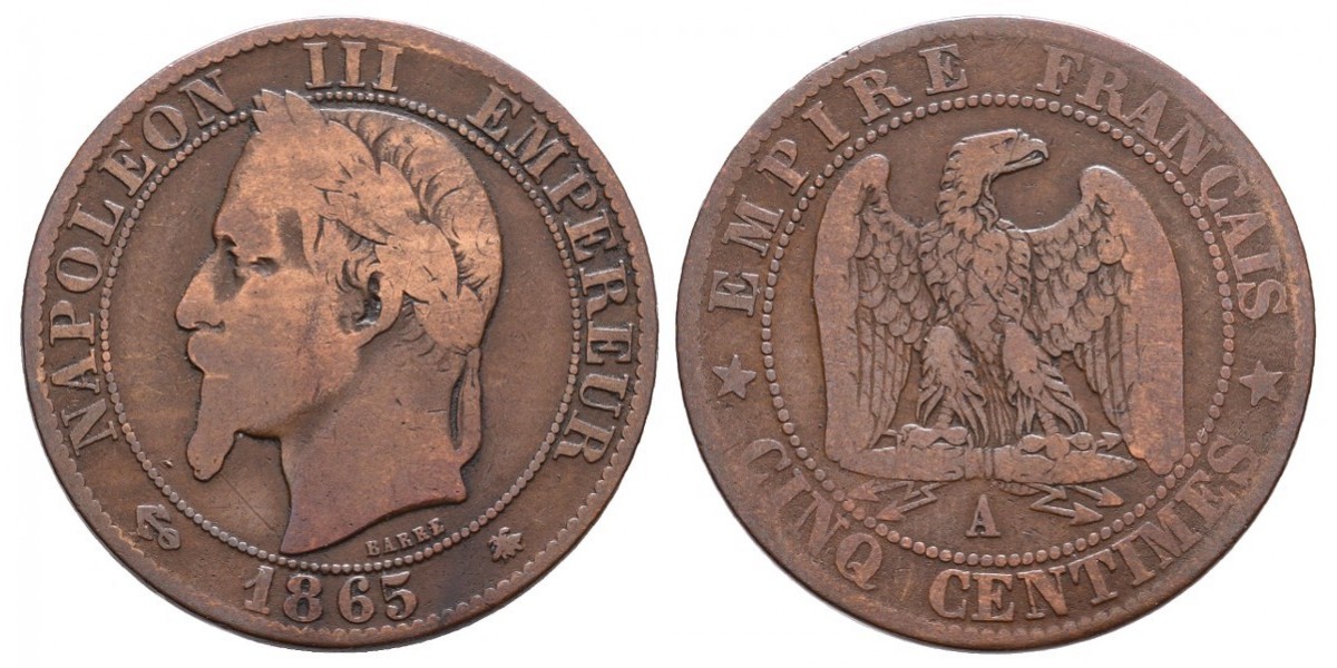 Francia. 5 centimes. 1865 A