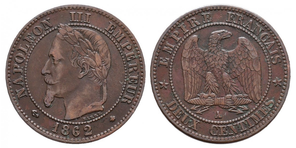 Francia. 2 centimes. 1862 A