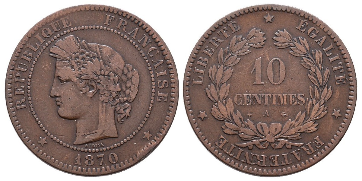 Francia. 10 centimes. 1870 A