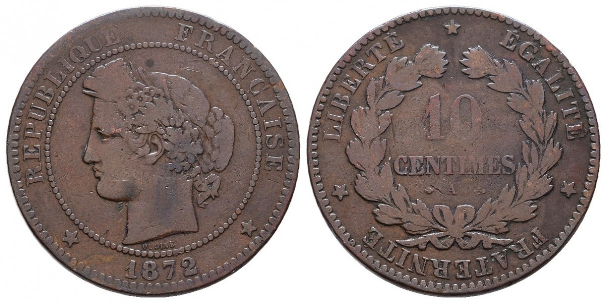 Francia. 10 centimes. 1872 A
