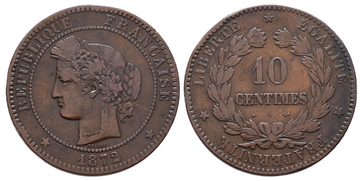 Francia. 10 centimes. 1872 A