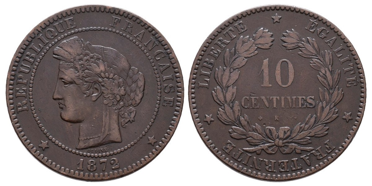 Francia. 10 centimes. 1872 K