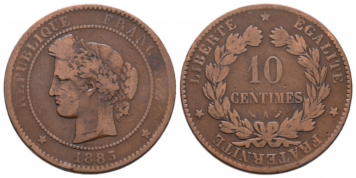 Francia. 10 centimes. 1885 A