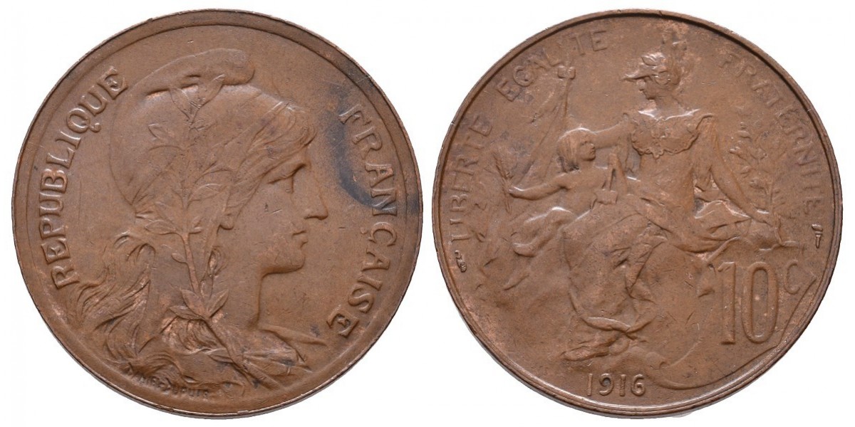 Francia. 10 centimes. 1916