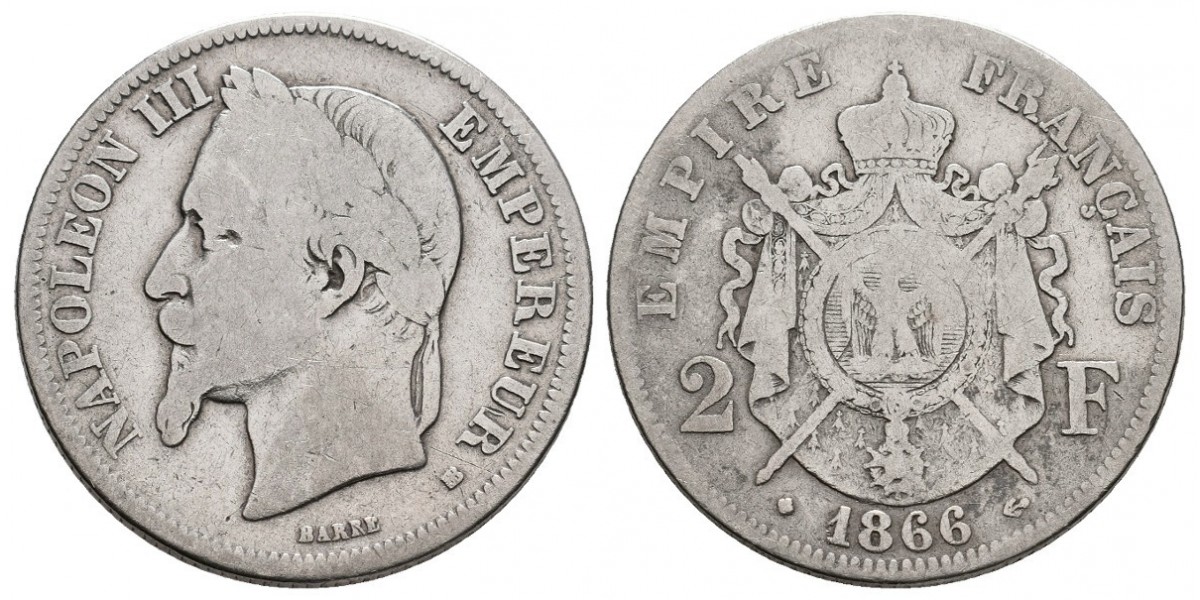 Francia. 2 francs. 1866 BB