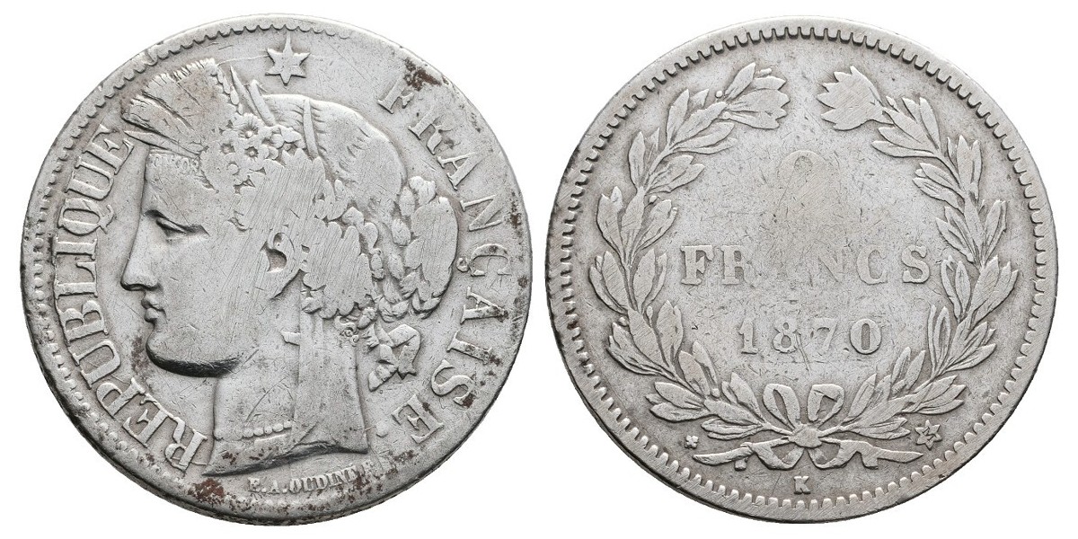 Francia. 2 francs. 1870 K