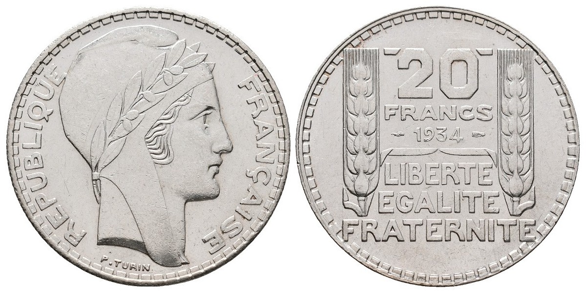 Francia. 20 francs. 1934