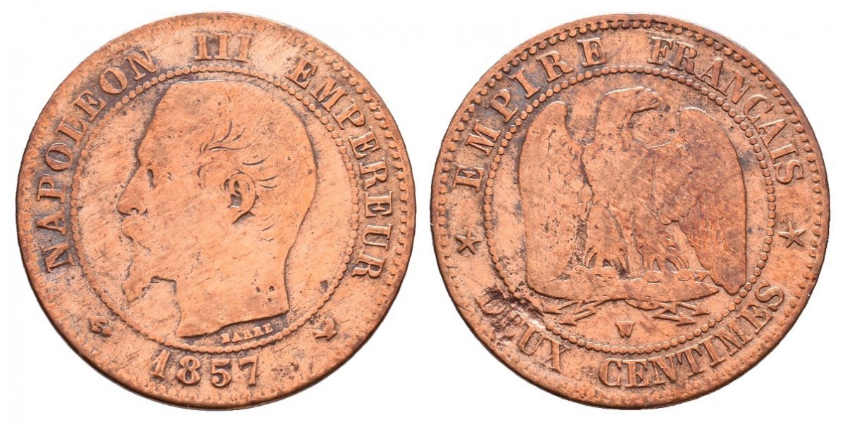 Francia. 2 centimes. 1857 W