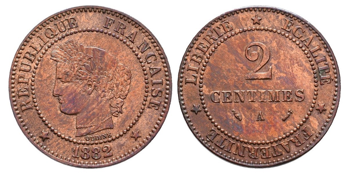 Francia. 2 centimes. 1882 A