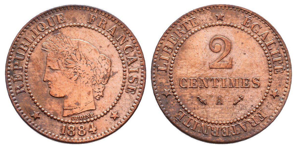 Francia. 2 centimes. 1884 A