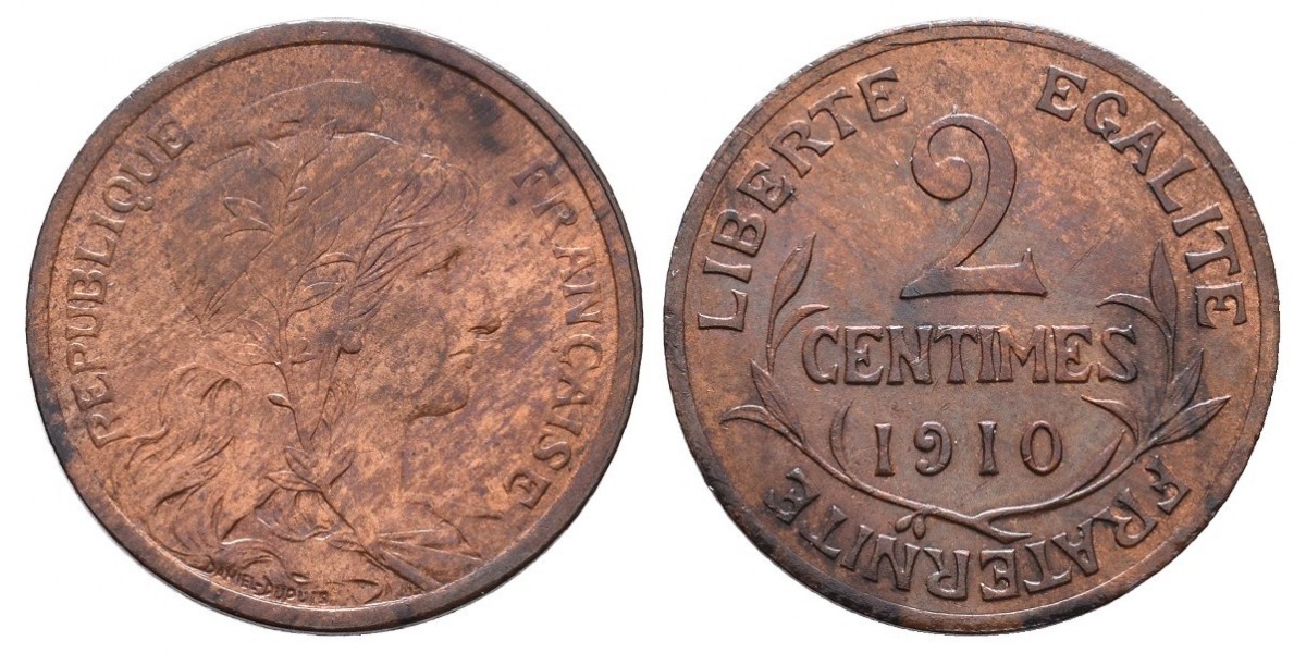 Francia. 2 centimes. 1910