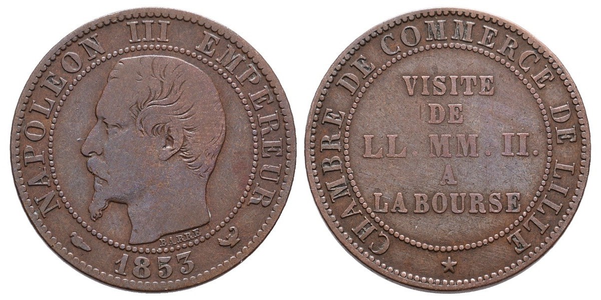 Francia. 5 centimes. 1853 Visita a lille