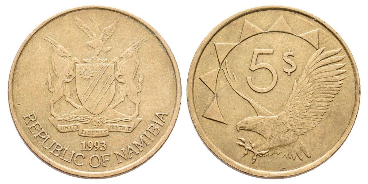 Namibia. 5 dollars. 1993