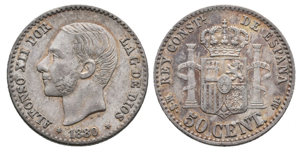 Alfonso XII. 50 céntimos. 1880*-0. Madrid