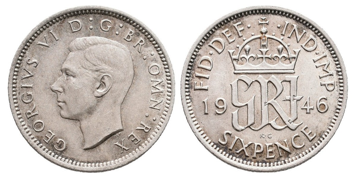 Gran Bretaña. 6 pence. 1946